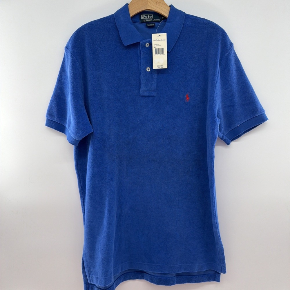 Polo Ralph Lauren Men's Blue Polo Terry Cloth Shirt Size Medium NWT Vintage $65